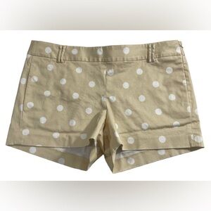 J Crew Stretch Khaki/White Side Zipper Polka Dot Shorts size 2